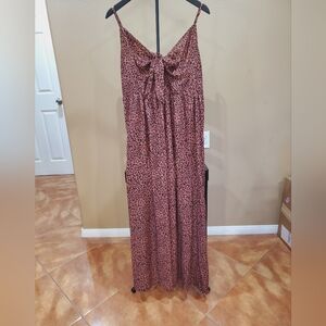 SHEIN Curve leopard print maxi dress with tie front detail. Size: XL